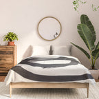 Mid Century Modern Minimalist Abstract Art Brush Strokes Black & White Ink Art Spiral Circles Comforter Gallery Image 3