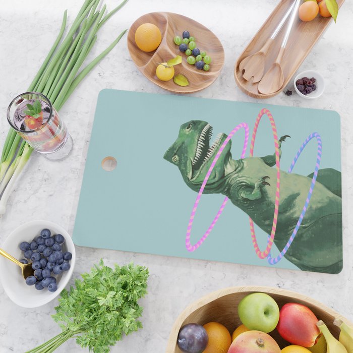 T-Rex the Hula Dancer in Green Cutting Board Gallery Image 2
