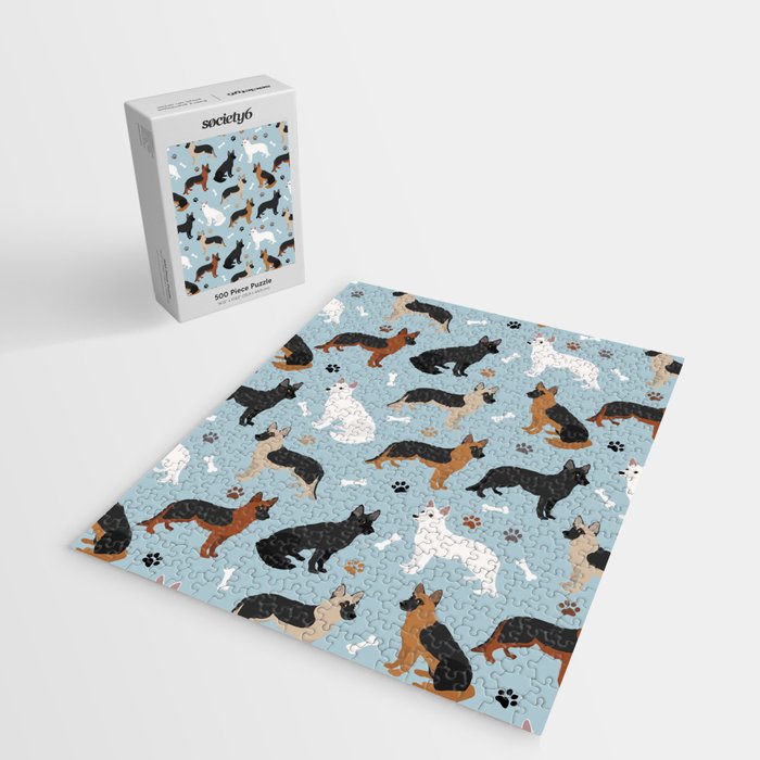 German Shepherd Dog Paws and Bones Pattern Jigsaw Puzzle Gallery Image 2