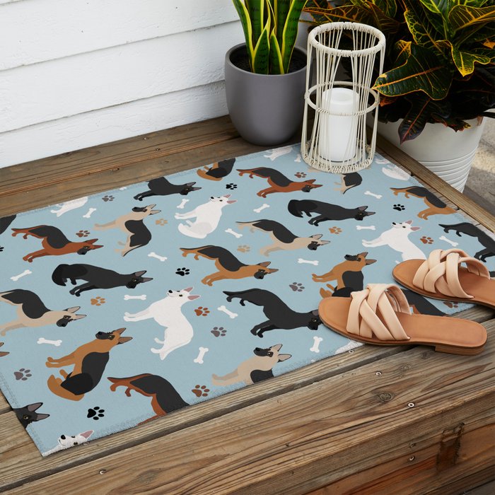 German Shepherd Dog Paws and Bones Pattern Outdoor Rug Gallery Image 2