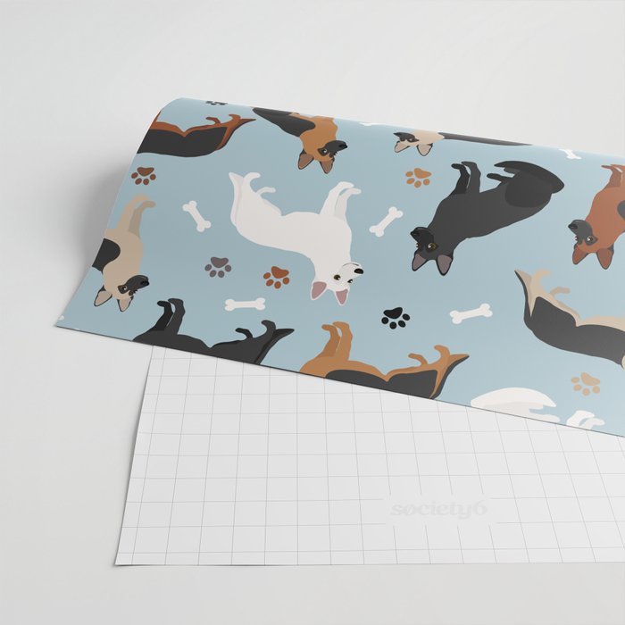 German Shepherd Dog Paws and Bones Pattern Wrapping Paper Gallery Image 2