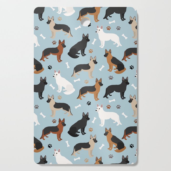 German Shepherd Dog Paws and Bones Pattern Cutting Board Gallery Image 1