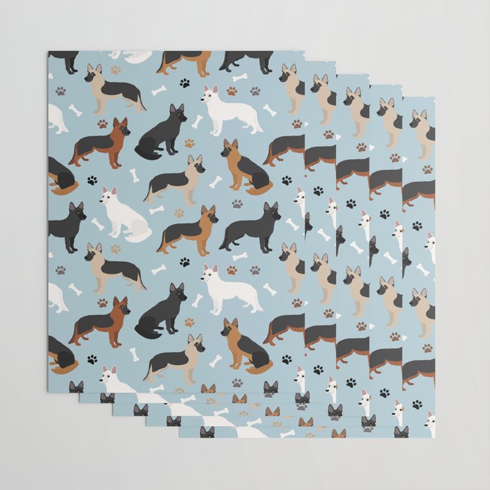 German Shepherd Dog Paws and Bones Pattern Wrapping Paper Gallery Image 3
