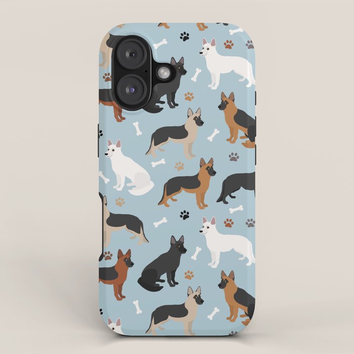 German Shepherd Dog Paws and Bones Pattern iPhone Case Gallery Image 1