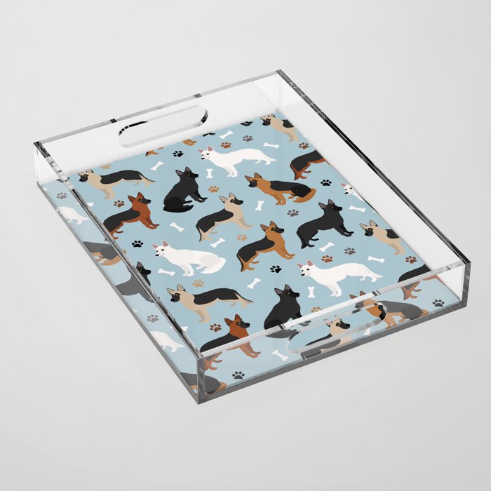German Shepherd Dog Paws and Bones Pattern Acrylic Tray Gallery Image 1