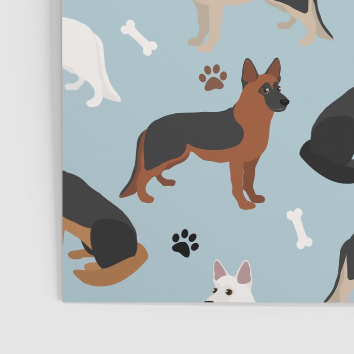 German Shepherd Dog Paws and Bones Pattern Poster Gallery Image 3