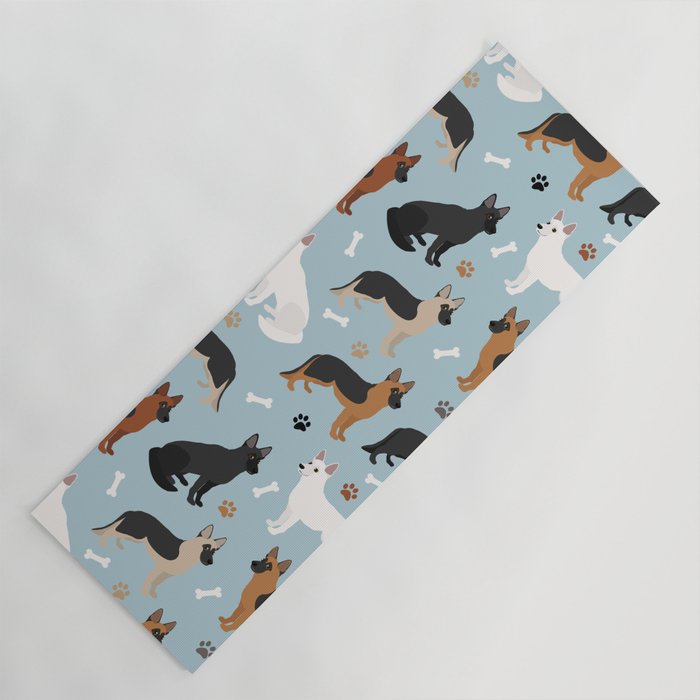 German Shepherd Dog Paws and Bones Pattern Yoga Mat Gallery Image 1