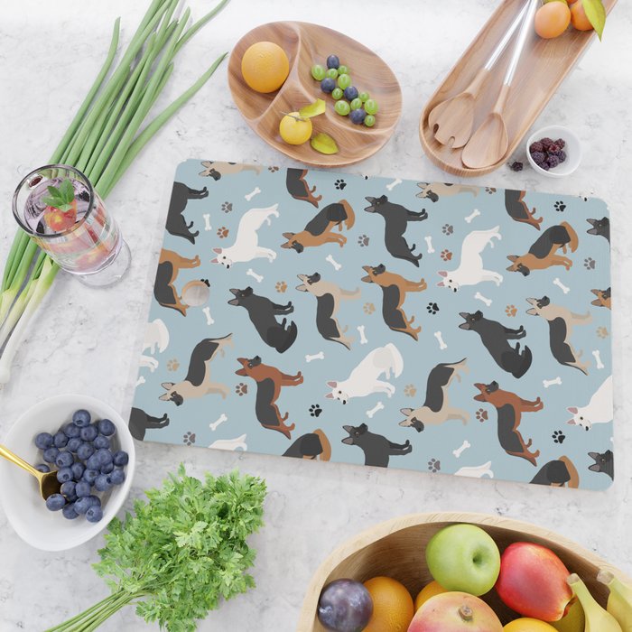 German Shepherd Dog Paws and Bones Pattern Cutting Board Gallery Image 2