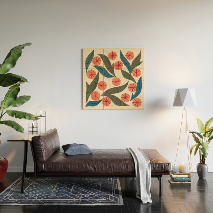 Ruby Floral Wood Wall Art Gallery Image 2