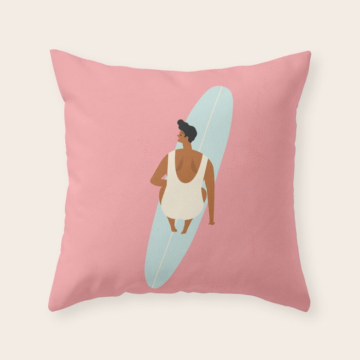 Surf girl Throw Pillow Gallery Image 1