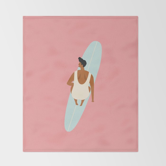Surf girl Throw Blanket Gallery Image 2