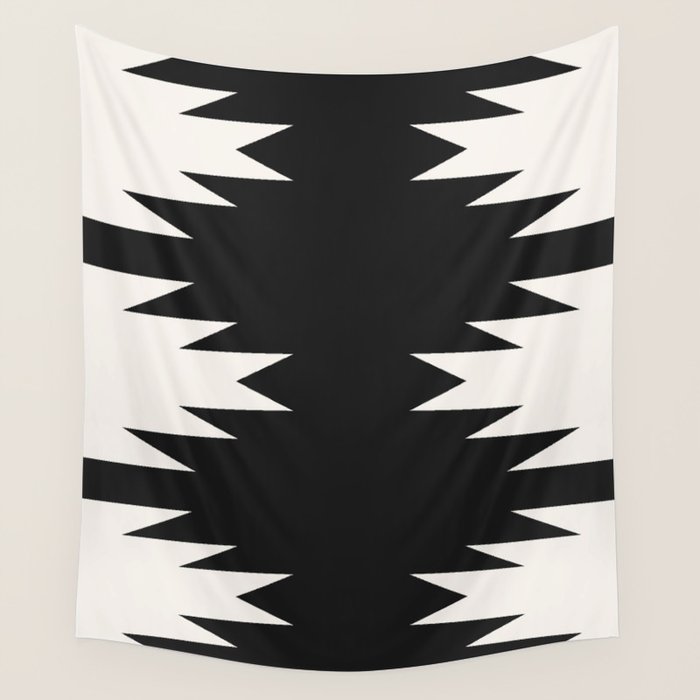 Geometric Southwestern Minimalism - Black and White Wall Tapestry Gallery Image 4
