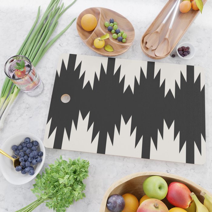 Geometric Southwestern Minimalism - Black and White Cutting Board Gallery Image 2