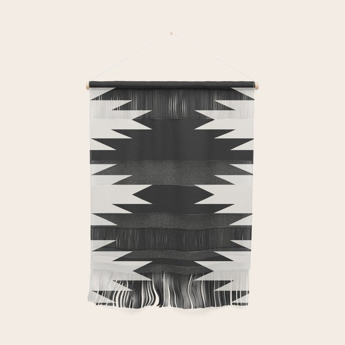 Geometric Southwestern Minimalism - Black and White Wall Hanging Gallery Image 1