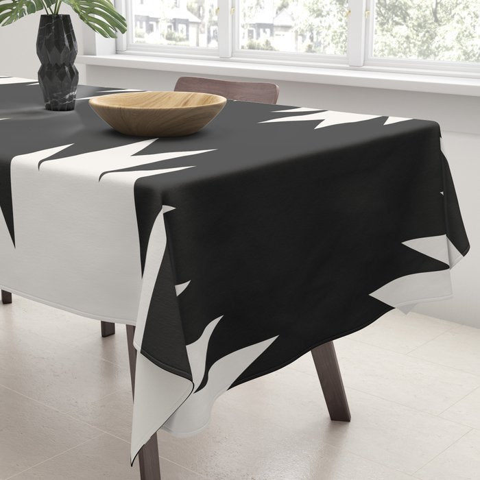Geometric Southwestern Minimalism - Black and White Tablecloth Gallery Image 3