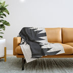 Geometric Southwestern Minimalism - Black and White Throw Blanket Gallery Image 1