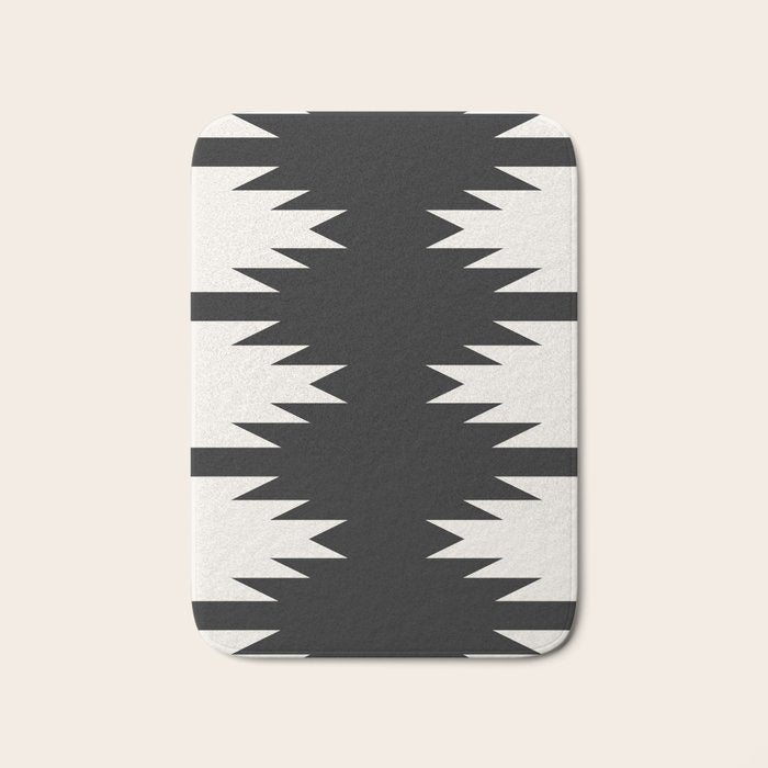 Geometric Southwestern Minimalism - Black and White Bath Mat Gallery Image 1