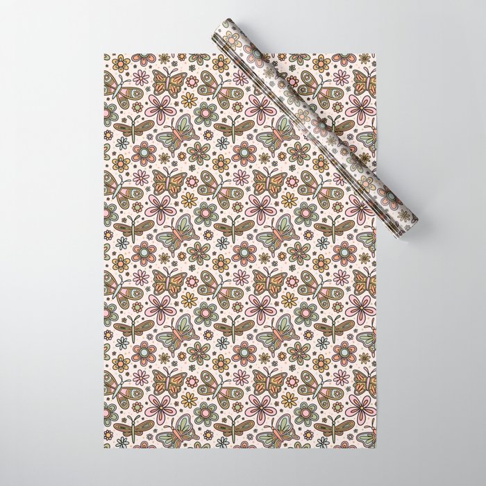 Spring Butterfly Print Wrapping Paper Gallery Image 1