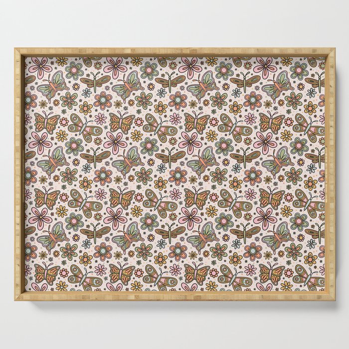 Spring Butterfly Print Serving Tray Gallery Image 1