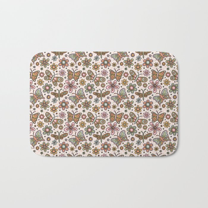 Spring Butterfly Print Bath Mat Gallery Image 1