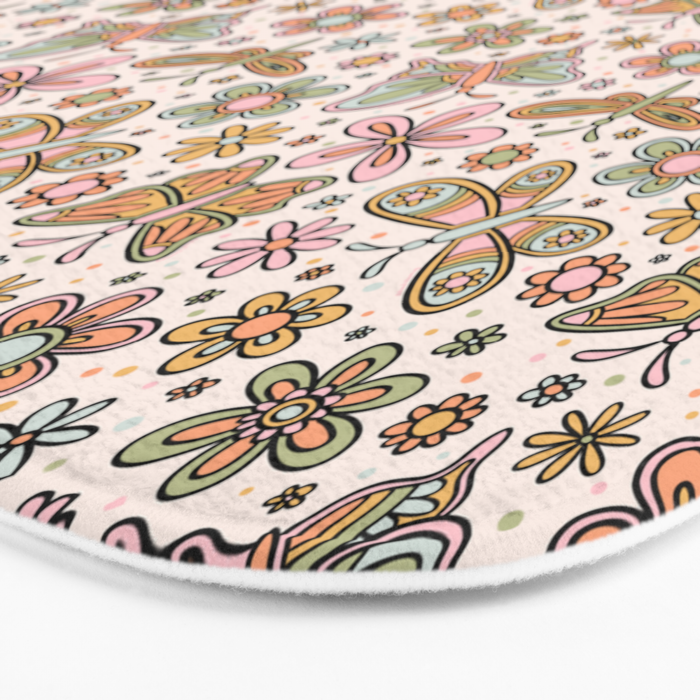 Spring Butterfly Print Bath Mat Gallery Image 3