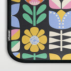 Retro Folk & Floral Colorful Pastel Flower Grid Black Laptop Sleeve Gallery Image 3