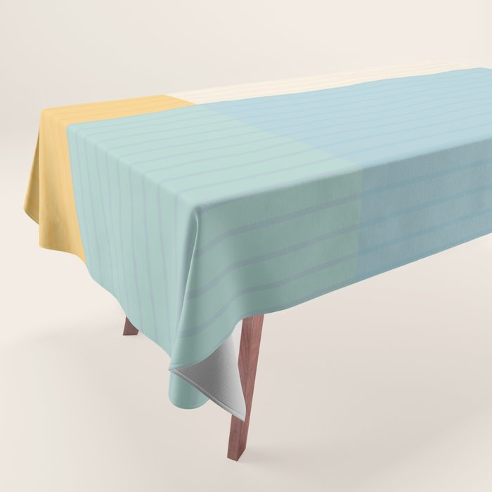 Color Block Line Abstract III Coastal Beachy Tablecloth Gallery Image 1