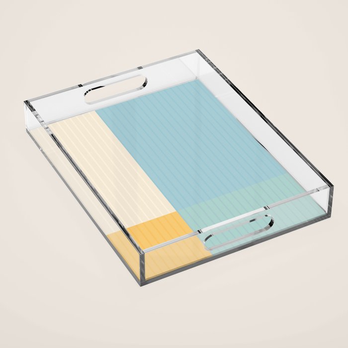 Color Block Line Abstract III Coastal Beachy Acrylic Tray Gallery Image 1