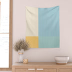 Color Block Line Abstract III Coastal Beachy Wall Tapestry Gallery Image 2