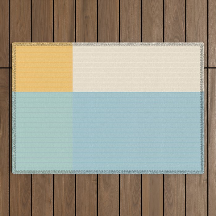 Color Block Line Abstract III Coastal Beachy Outdoor Rug Gallery Image 1