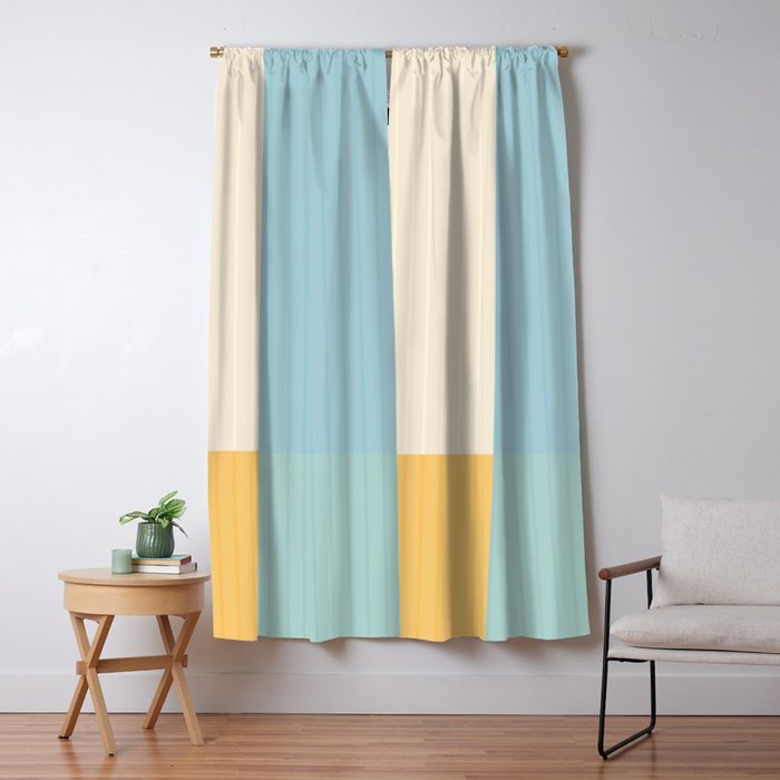 Color Block Line Abstract III Coastal Beachy Window Curtain Gallery Image 1
