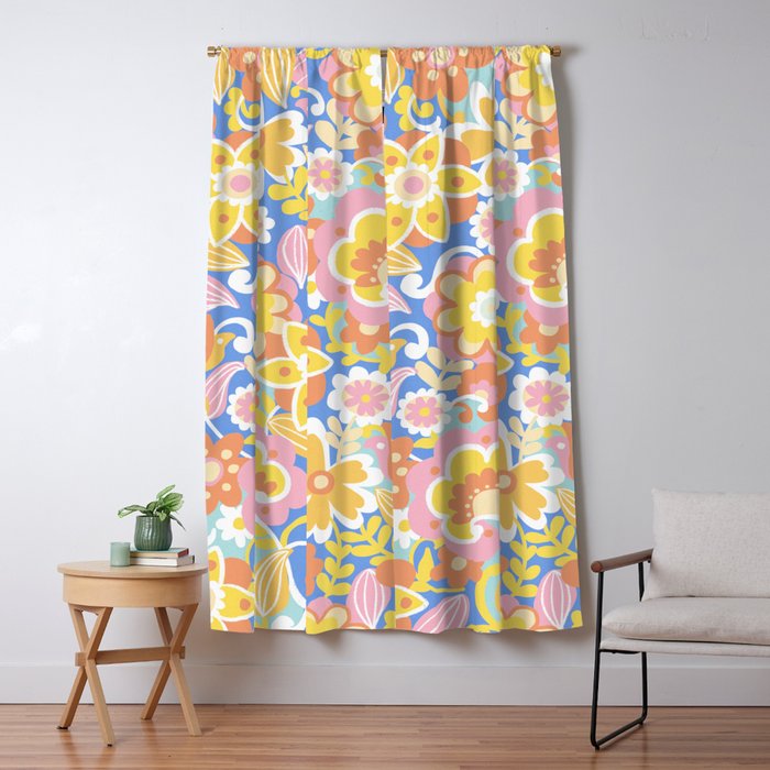 1970s Candy Floral Pattern Window Curtain Gallery Image 1