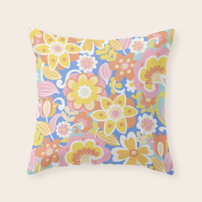 1970s Candy Floral Pattern Throw Pillow Gallery Image 1