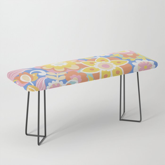 1970s Candy Floral Pattern Bench Gallery Image 1