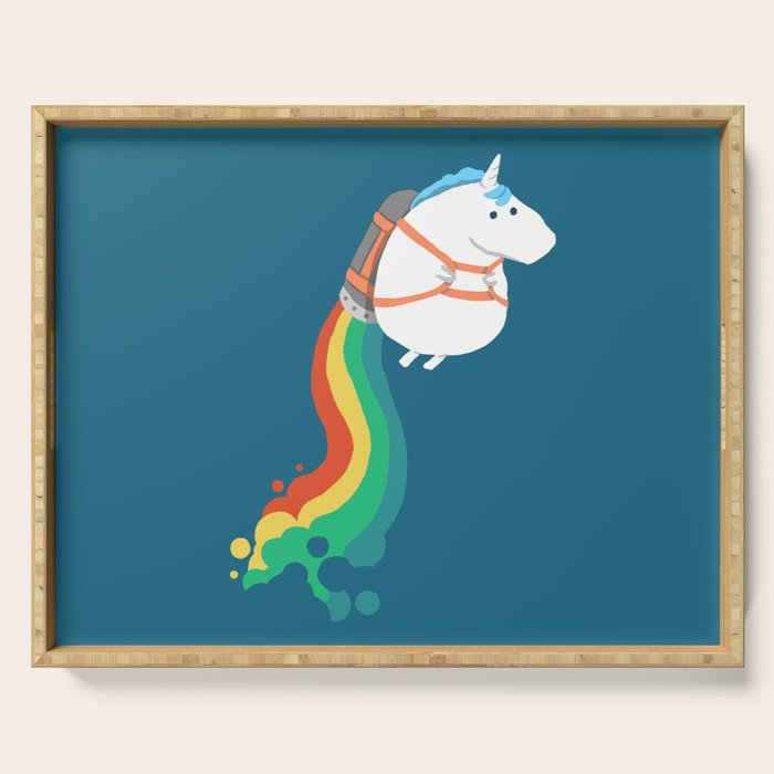 Fat Unicorn on Rainbow Jetpack Serving Tray Gallery Image 1
