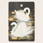 Swan Dance - Charcoal Black Background Cutting Board Gallery Image 1