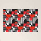 Mid Century Modern Geometric Shapes and Stripes No. 2 Red, Gray, Black Welcome Mat Gallery Image 1