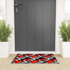 Mid Century Modern Geometric Shapes and Stripes No. 2 Red, Gray, Black Welcome Mat Gallery Image 3