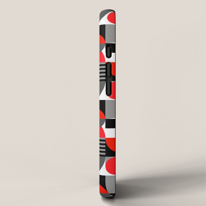 Mid Century Modern Geometric Shapes and Stripes No. 2 Red, Gray, Black iPhone Case Gallery Image 2