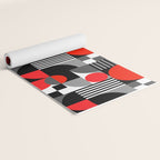 Mid Century Modern Geometric Shapes and Stripes No. 2 Red, Gray, Black Yoga Mat Gallery Image 2