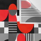 Mid Century Modern Geometric Shapes and Stripes No. 2 Red, Gray, Black Wall Tapestry Gallery Image 3