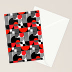 Mid Century Modern Geometric Shapes and Stripes No. 2 Red, Gray, Black Stationery Card Gallery Image 2