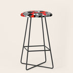 Mid Century Modern Geometric Shapes and Stripes No. 2 Red, Gray, Black Stool Gallery Image 1