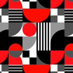 Mid Century Modern Geometric Shapes and Stripes No. 2 Red, Gray, Black Coffee Mug Gallery Image 2