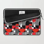 Mid Century Modern Geometric Shapes and Stripes No. 2 Red, Gray, Black Laptop Sleeve Gallery Image 2