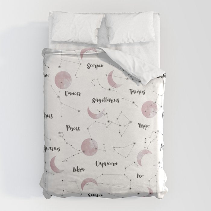 Pink Moon and Constellations Duvet Cover Gallery Image 6