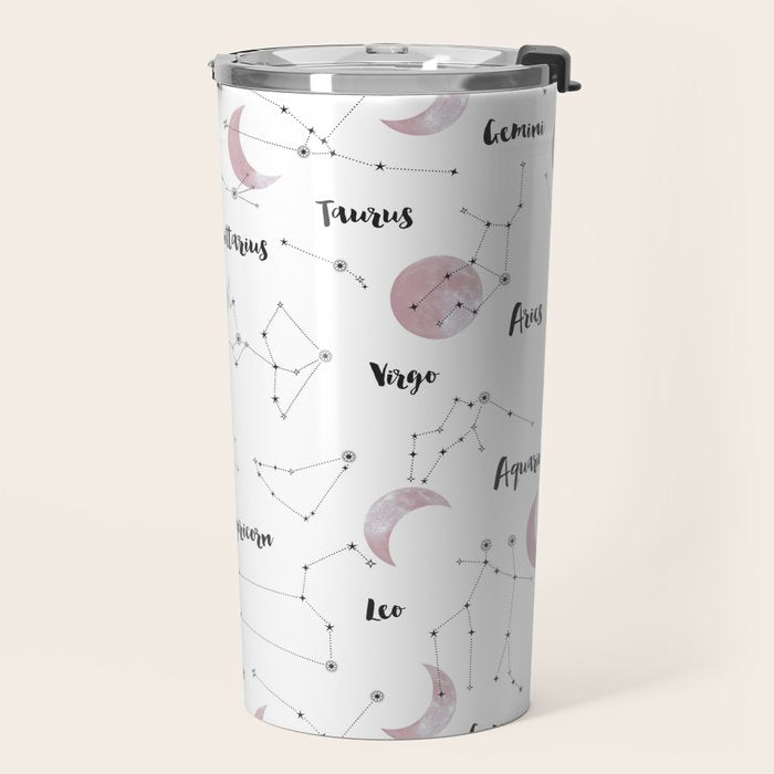 Pink Moon and Constellations Travel Mug Gallery Image 2