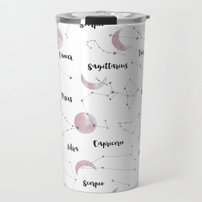 Pink Moon and Constellations Travel Mug Gallery Image 1