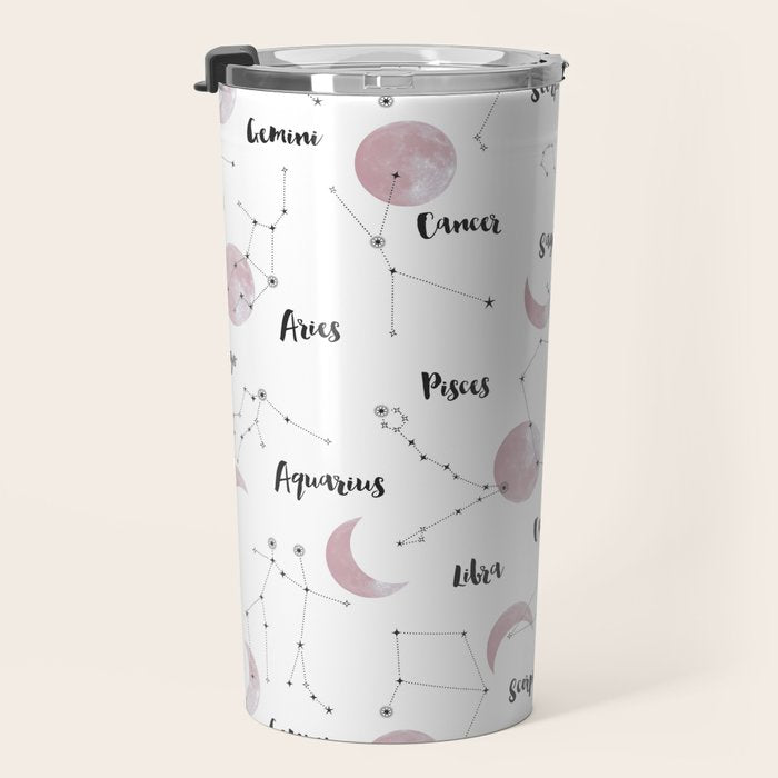 Pink Moon and Constellations Travel Mug Gallery Image 3