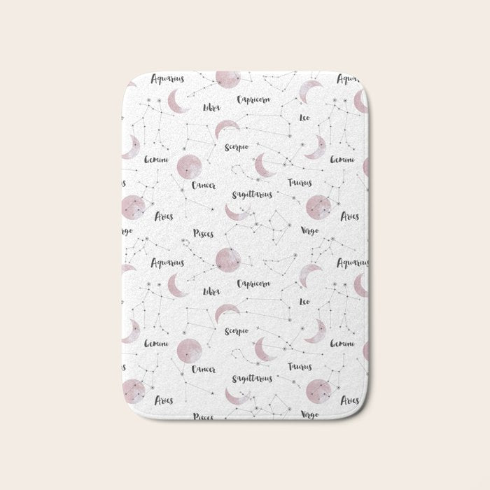Pink Moon and Constellations Bath Mat Gallery Image 1